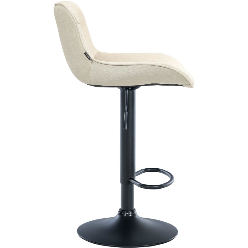 Tabouret de bar design en Tissu Blanc crème Métal Noir Fylven - 3