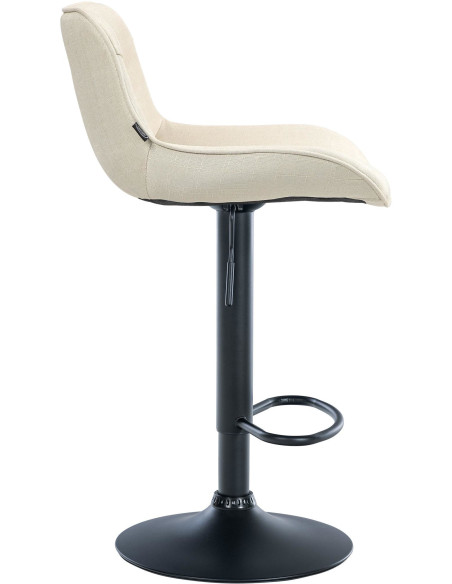 Tabouret de bar design en Tissu Blanc crème Métal Noir Fylven - 3