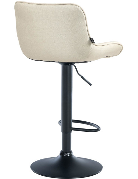 Tabouret de bar design en Tissu Blanc crème Métal Noir Fylven - 4