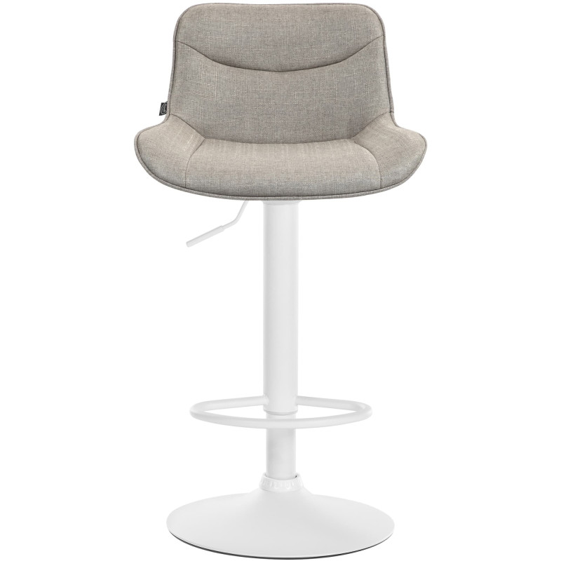 Tabouret de bar design en Tissu Taupe Métal Blanc Fylven - 2