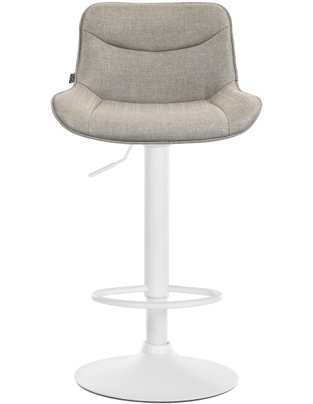 Tabouret de bar design en Tissu Taupe Métal Blanc Fylven - 2