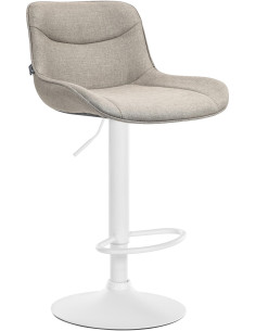 Tabouret de bar design en Tissu Taupe Métal Blanc Fylven - 1