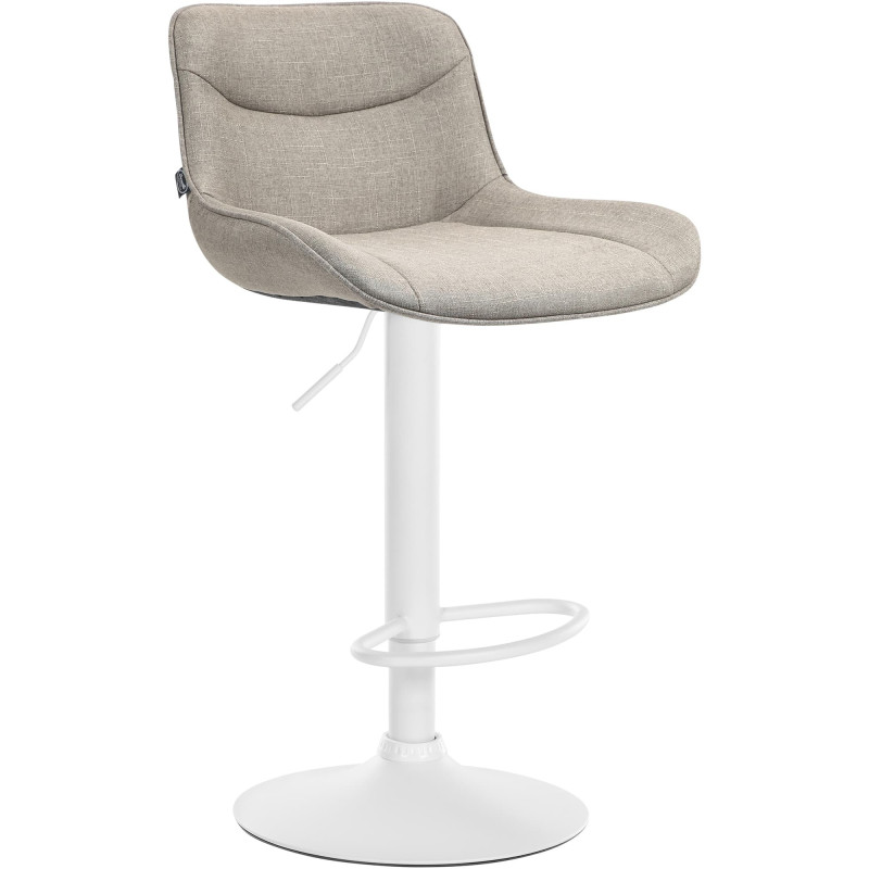 Tabouret de bar design en Tissu Taupe Métal Blanc Fylven - 1