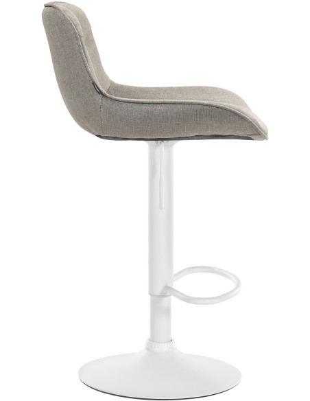 Tabouret de bar design en Tissu Taupe Métal Blanc Fylven - 3