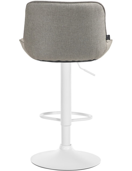 Tabouret de bar design en Tissu Taupe Métal Blanc Fylven - 5