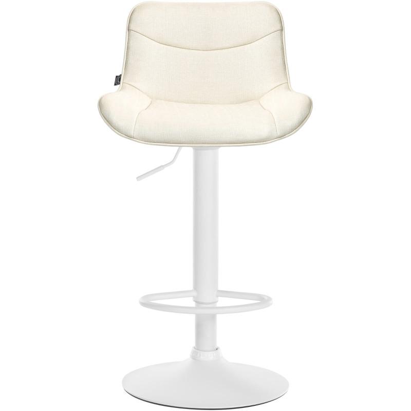 Tabouret de bar design en Tissu Blanc crème Métal Blanc Fylven - 2
