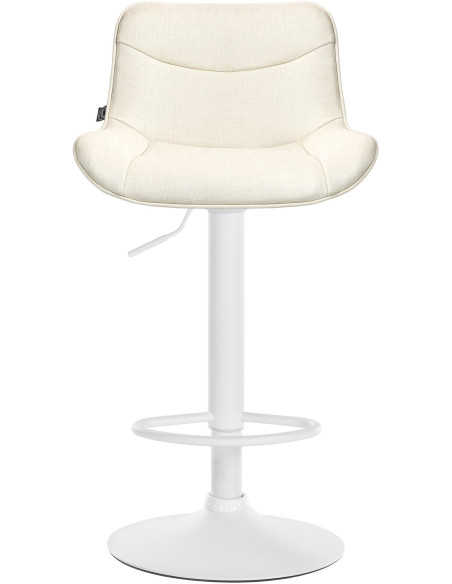 Tabouret de bar design en Tissu Blanc crème Métal Blanc Fylven - 2