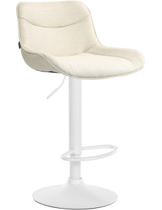 Tabouret de bar design en Tissu Blanc crème Métal Blanc Fylven - 1