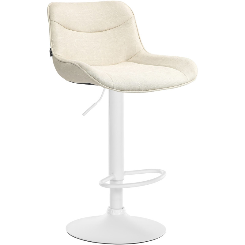 Tabouret de bar design en Tissu Blanc crème Métal Blanc Fylven - 1