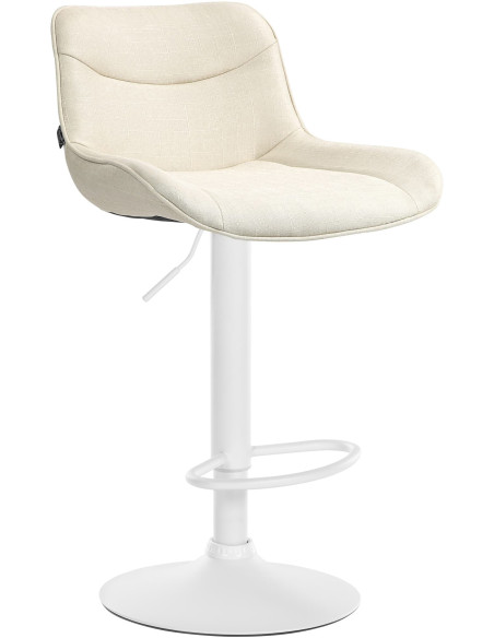 Tabouret de bar design en Tissu Blanc crème Métal Blanc Fylven - 1