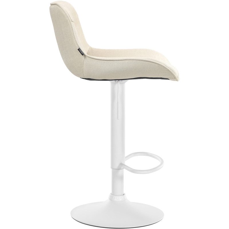 Tabouret de bar design en Tissu Blanc crème Métal Blanc Fylven - 3