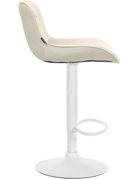 Tabouret de bar design en Tissu Blanc crème Métal Blanc Fylven - 3