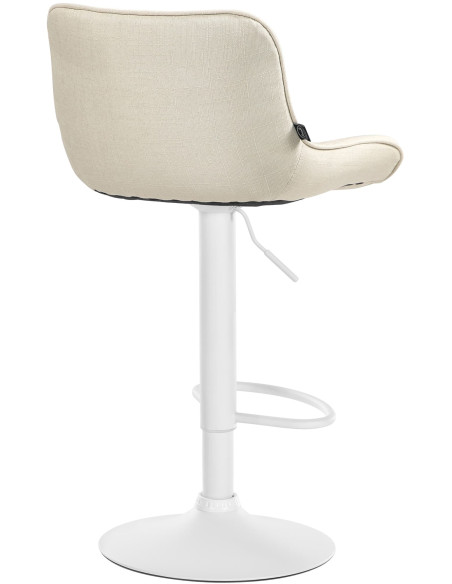 Tabouret de bar design en Tissu Blanc crème Métal Blanc Fylven - 4