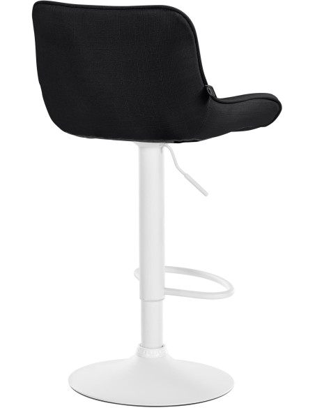 Tabouret de bar design en Tissu Noir Métal Blanc Fylven - 4