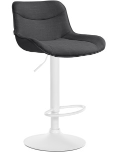 Tabouret de bar design en Tissu Gris foncé Métal Blanc Fylven - 1