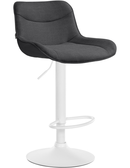 Tabouret de bar design en Tissu Gris foncé Métal Blanc Fylven - 1