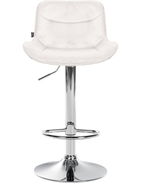 Tabouret de bar design en Velours Blanc crème Métal Argenté Fylven - 2