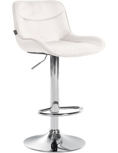 Tabouret de bar design en Velours Blanc crème Métal Argenté Fylven - 1