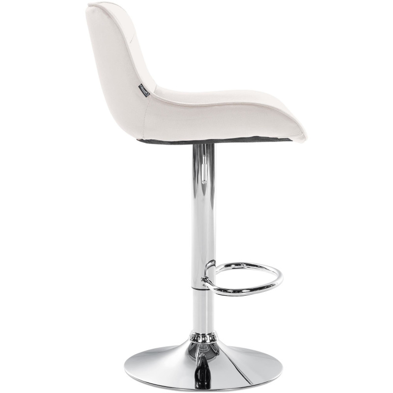 Tabouret de bar design en Velours Blanc crème Métal Argenté Fylven - 3