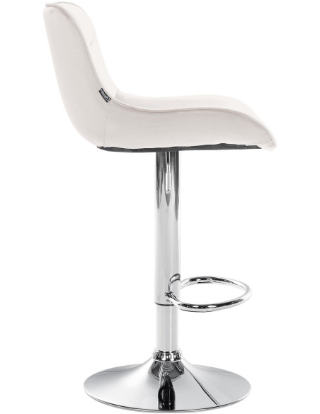 Tabouret de bar design en Velours Blanc crème Métal Argenté Fylven - 3