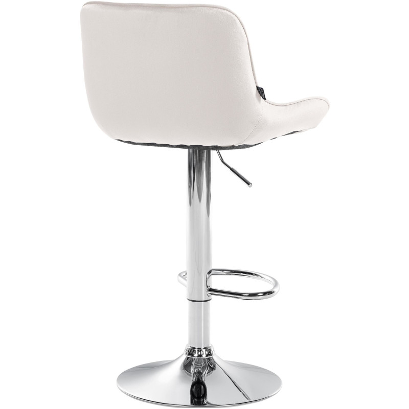 Tabouret de bar design en Velours Blanc crème Métal Argenté Fylven - 4