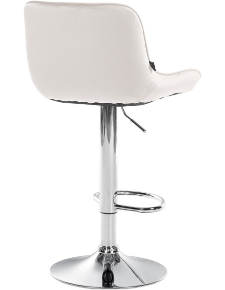 Tabouret de bar design en Velours Blanc crème Métal Argenté Fylven - 4
