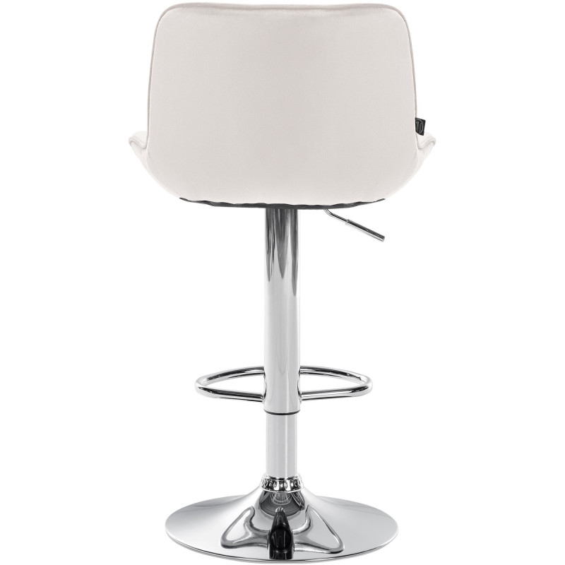 Tabouret de bar design en Velours Blanc crème Métal Argenté Fylven - 5