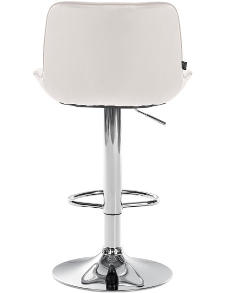 Tabouret de bar design en Velours Blanc crème Métal Argenté Fylven - 5