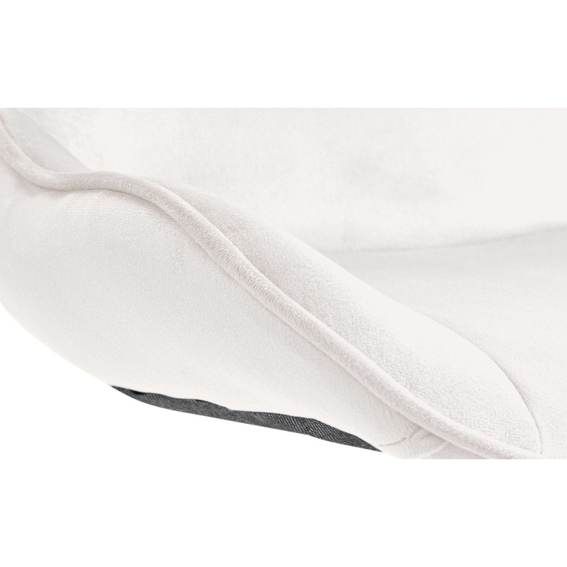 Tabouret de bar design en Velours Blanc crème Métal Argenté Fylven - 6