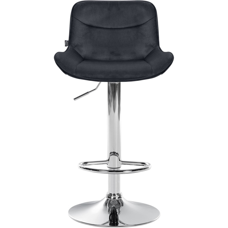 Tabouret de bar design en Velours Noir Métal Argenté Fylven - 2