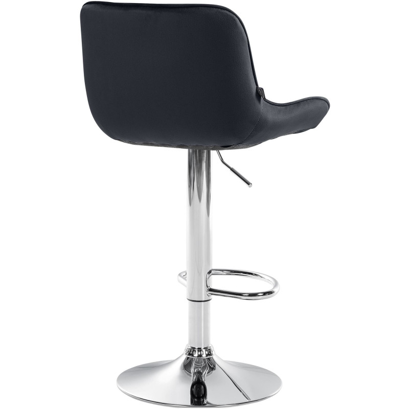Tabouret de bar design en Velours Noir Métal Argenté Fylven - 4