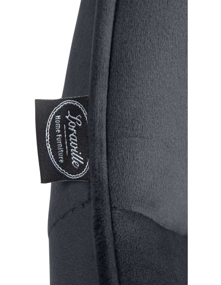 Tabouret de bar design en Velours Noir Métal Argenté Fylven - 7