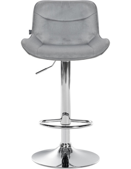 Tabouret de bar design en Velours Gris Métal Argenté Fylven - 2