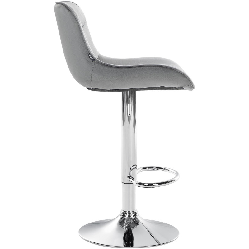 Tabouret de bar design en Velours Gris Métal Argenté Fylven - 3