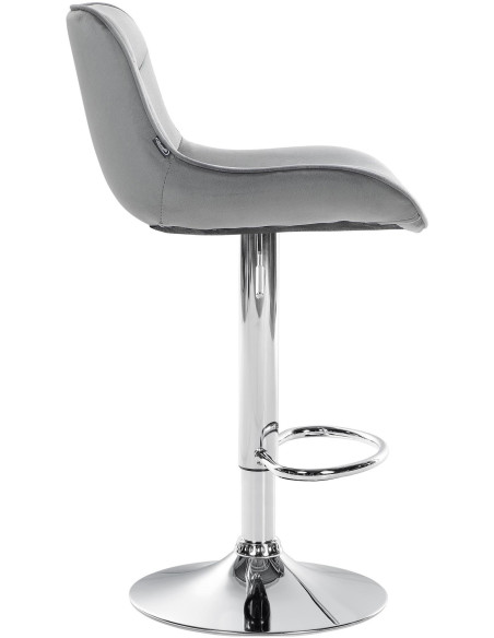 Tabouret de bar design en Velours Gris Métal Argenté Fylven - 3