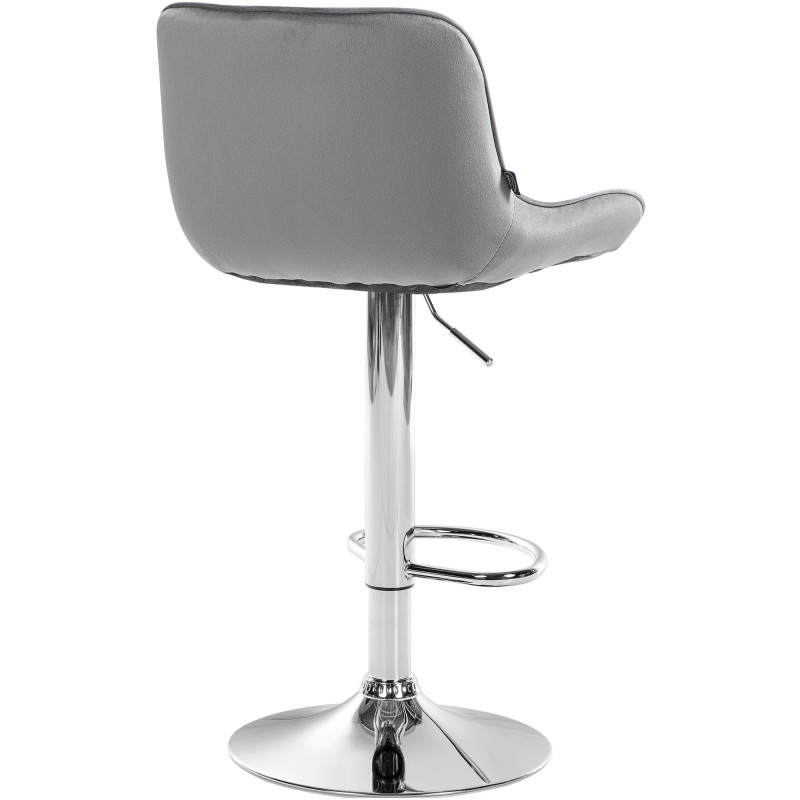 Tabouret de bar design en Velours Gris Métal Argenté Fylven - 4