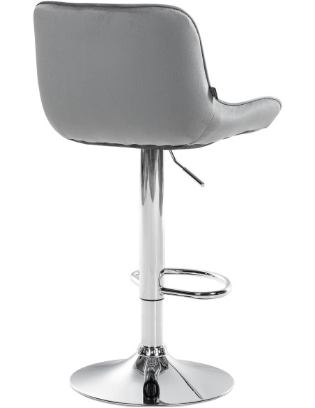 Tabouret de bar design en Velours Gris Métal Argenté Fylven - 4