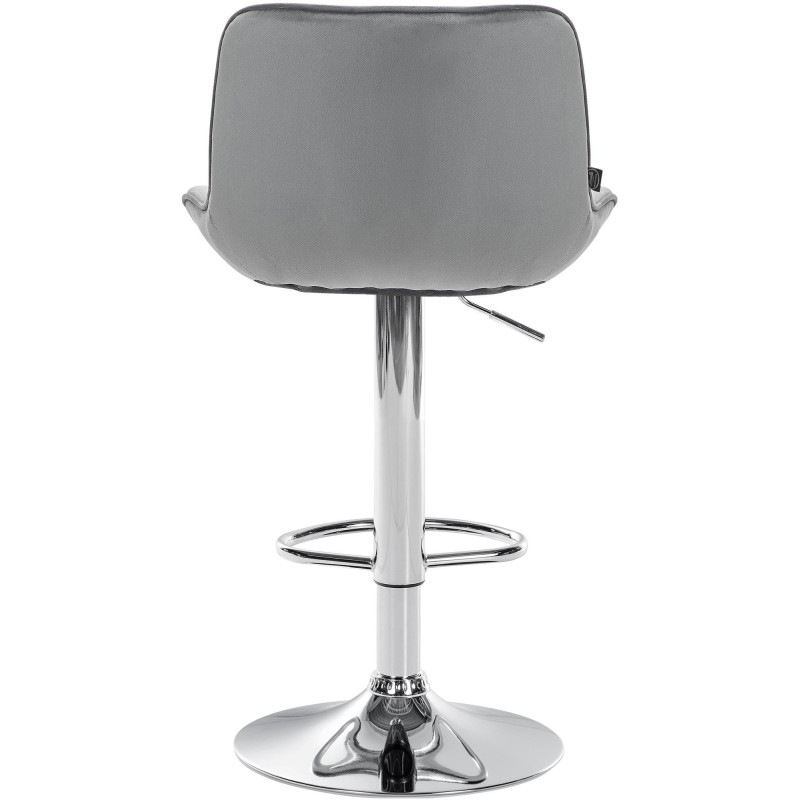 Tabouret de bar design en Velours Gris Métal Argenté Fylven - 5
