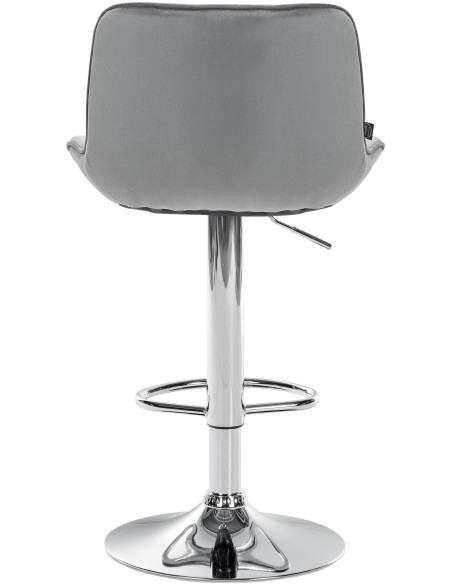 Tabouret de bar design en Velours Gris Métal Argenté Fylven - 5