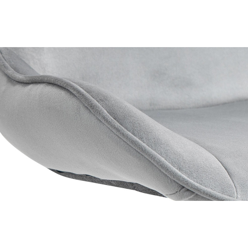 Tabouret de bar design en Velours Gris Métal Argenté Fylven - 6