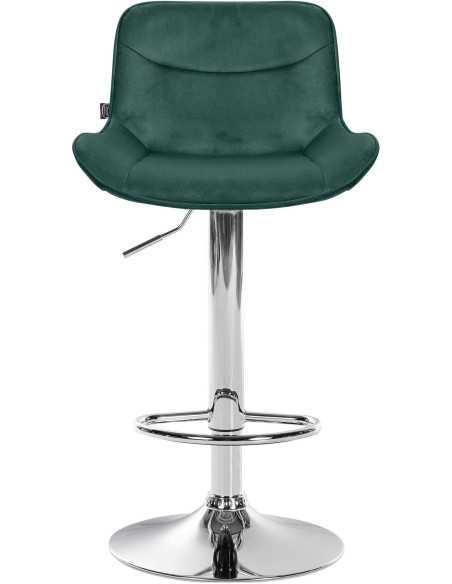 Tabouret de bar design en Velours Vert Métal Argenté Fylven - 2