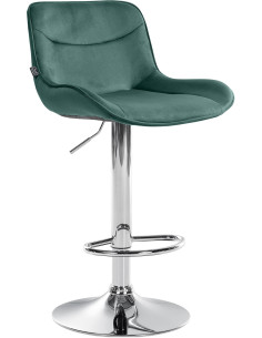 Tabouret de bar design en Velours Vert Métal Argenté Fylven - 1