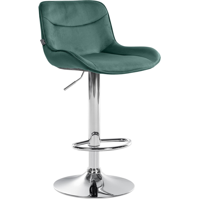 Tabouret de bar design en Velours Vert Métal Argenté Fylven - 1