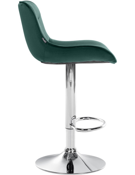 Tabouret de bar design en Velours Vert Métal Argenté Fylven - 3