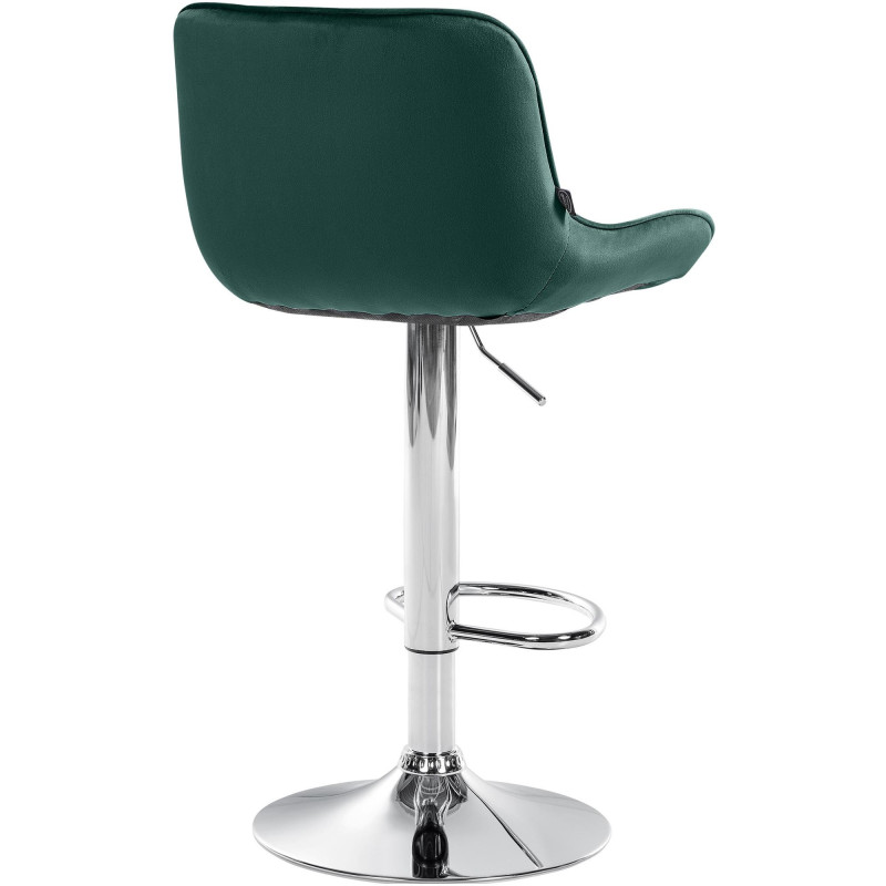 Tabouret de bar design en Velours Vert Métal Argenté Fylven - 4