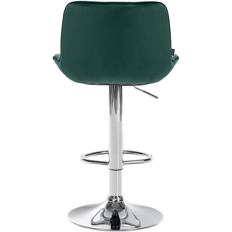 Tabouret de bar design en Velours Vert Métal Argenté Fylven - 5