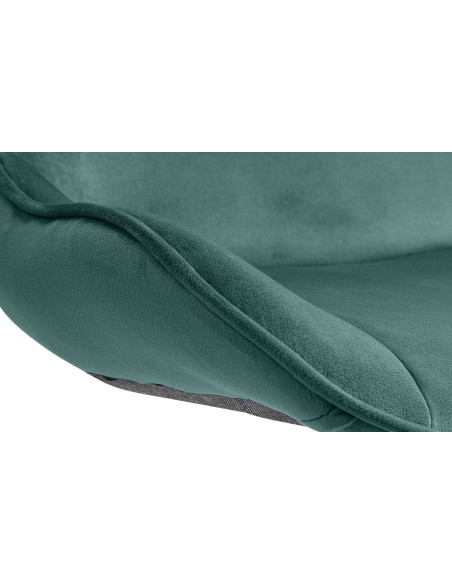 Tabouret de bar design en Velours Vert Métal Argenté Fylven - 6