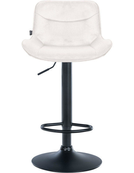Tabouret de bar design en Velours Blanc crème Métal Noir Fylven - 2