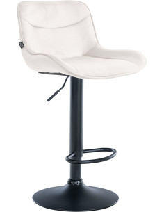 Tabouret de bar design en Velours Blanc crème Métal Noir Fylven - 1