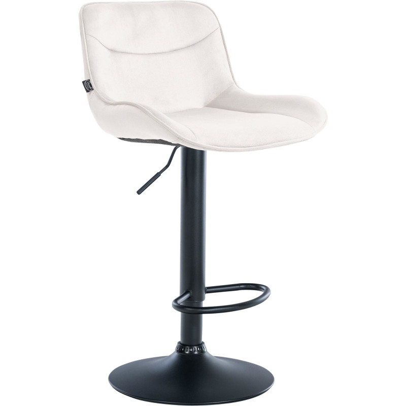 Tabouret de bar design en Velours Blanc crème Métal Noir Fylven - 1